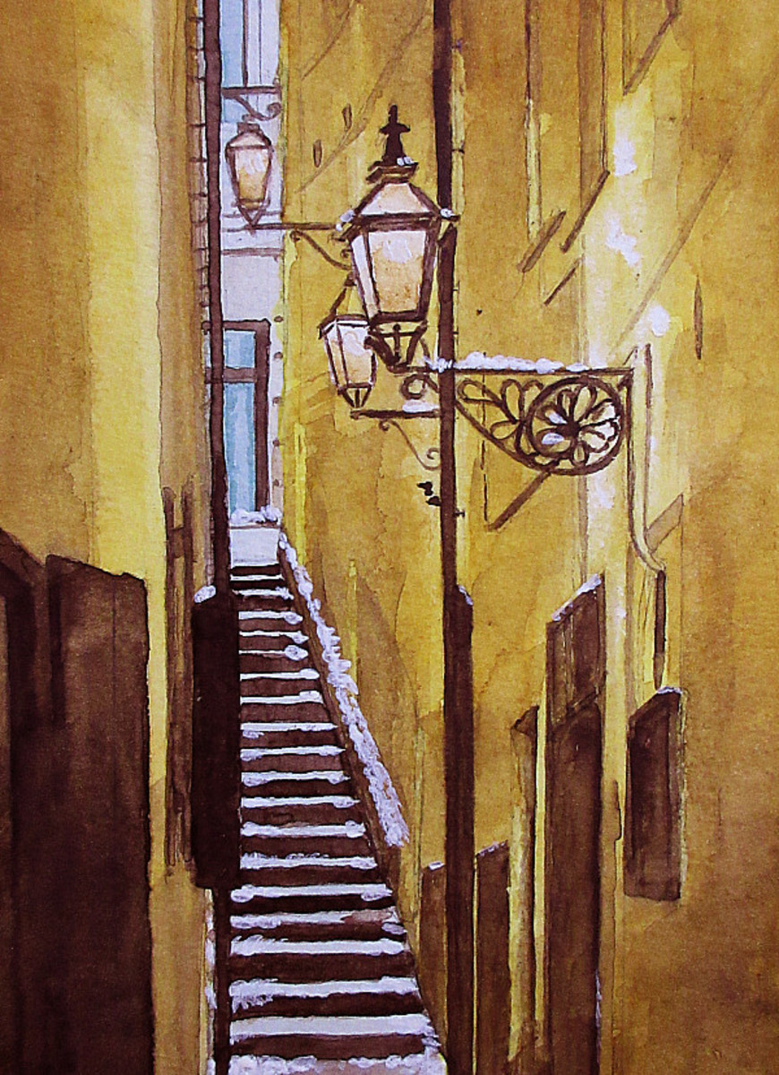 パリの雪降る裏路地