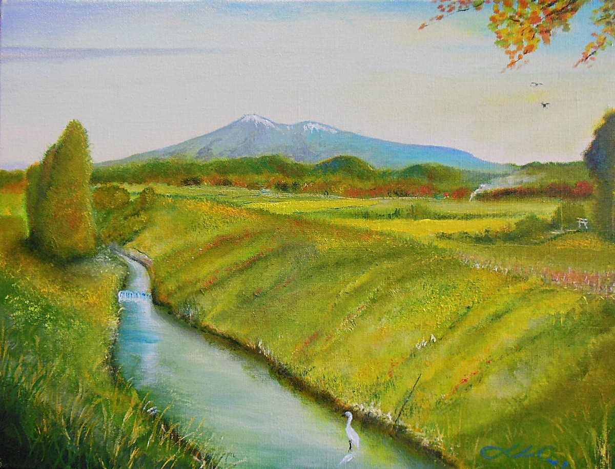 秋の小川の風景 f-6号