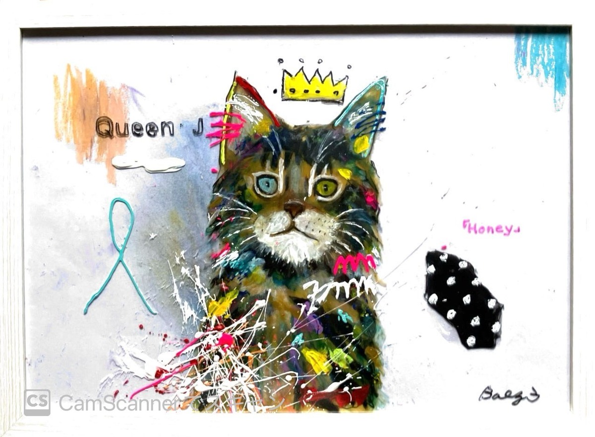 【Queen.J】A4サイズ額装付き ガラスアート(アクリル板)