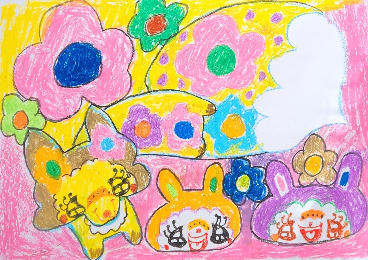 きつねとうさぎとお花畑