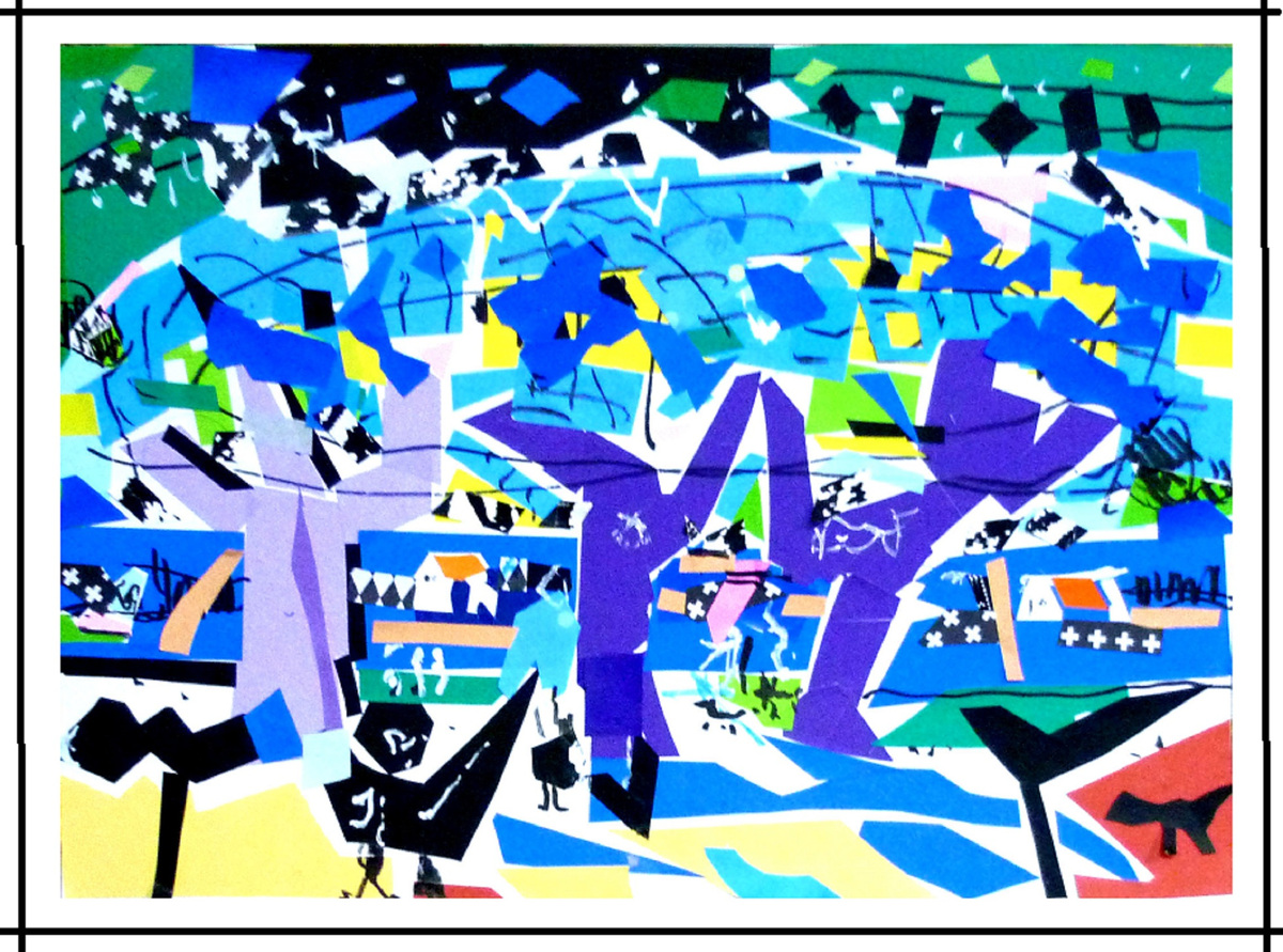 彫刻のあるオリーブ庭 南仏