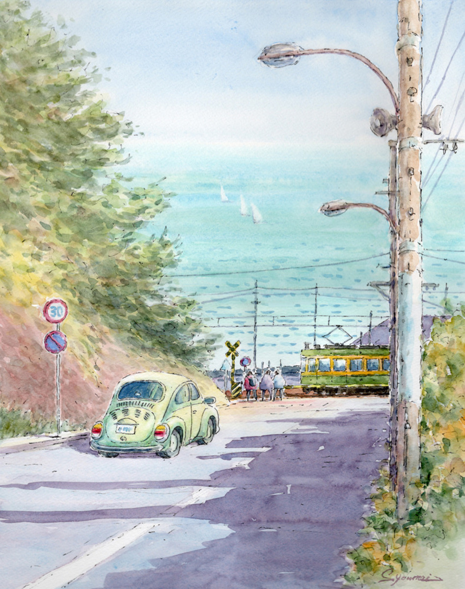 注文制作します・江ノ電と七里ヶ浜踏切 #387