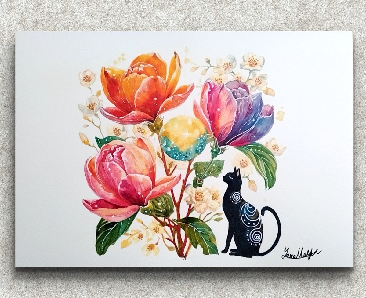 星を宿す猫と、光の花