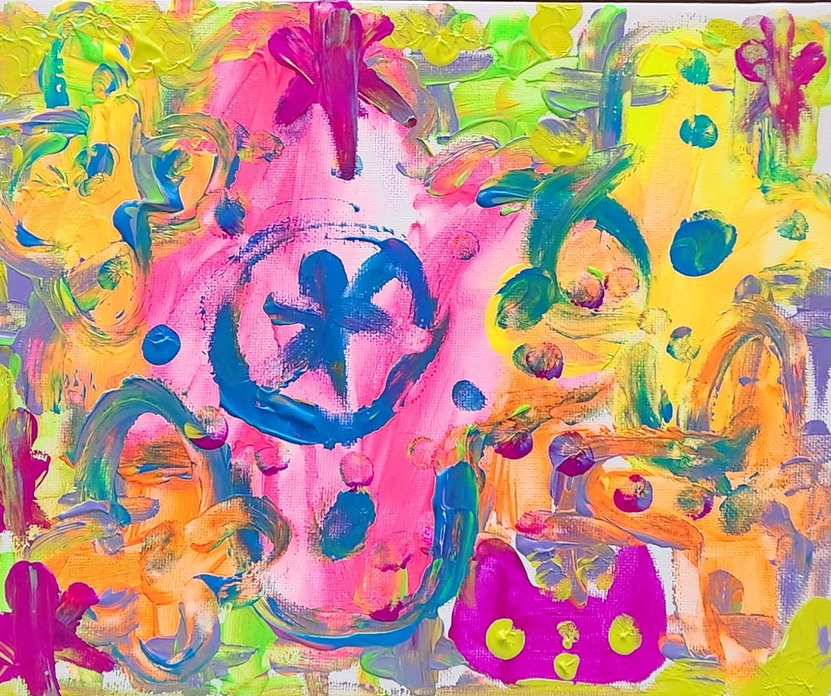 お花ジャングルのなかにねこ