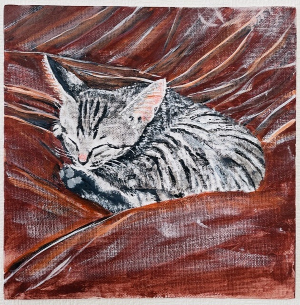 クッションで眠る猫