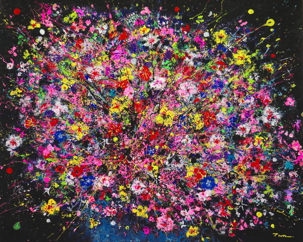 「Flowers」(NO.2609) 15号F ケント紙にアクリル絵の具