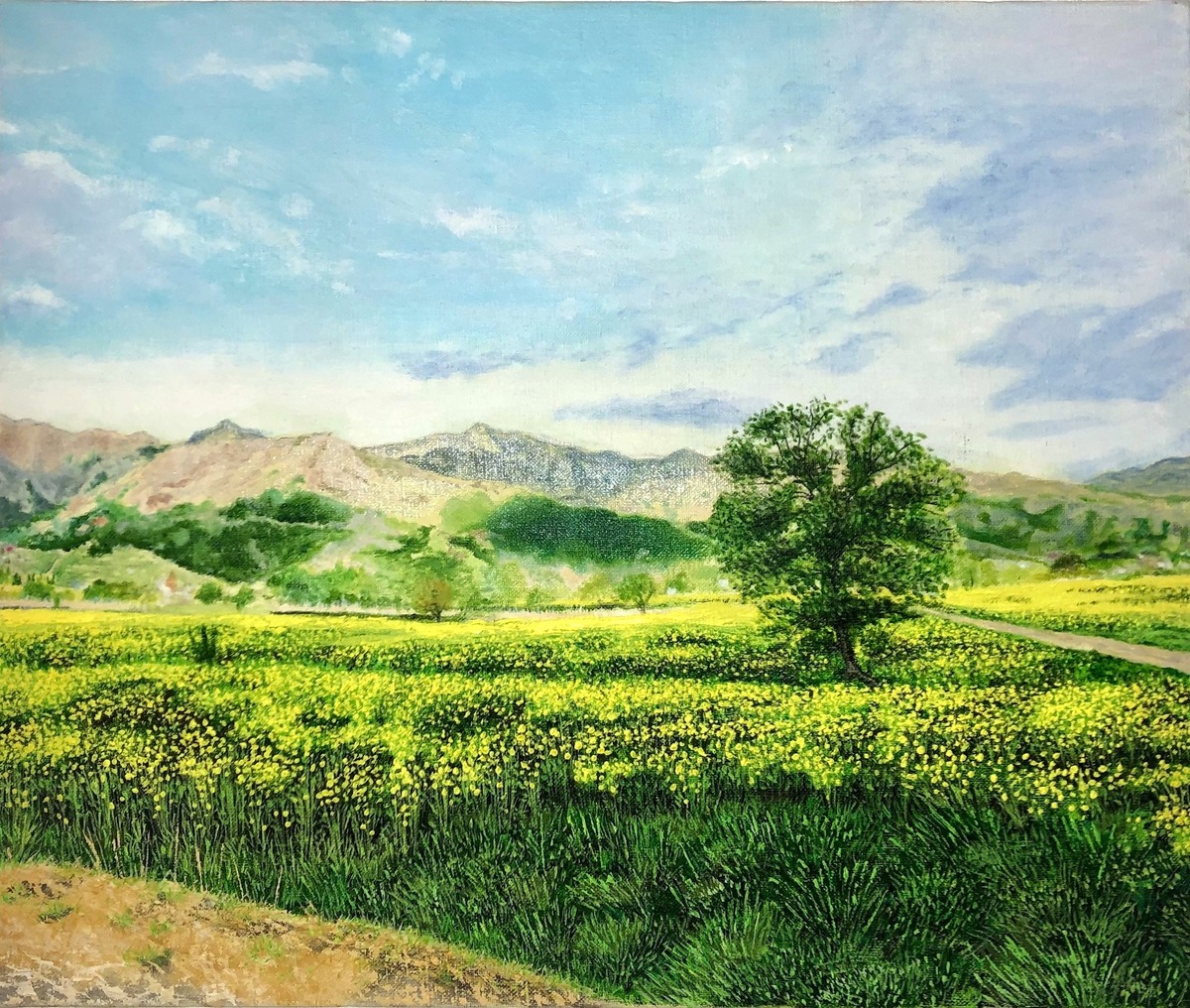 北信の春、連峰を背に