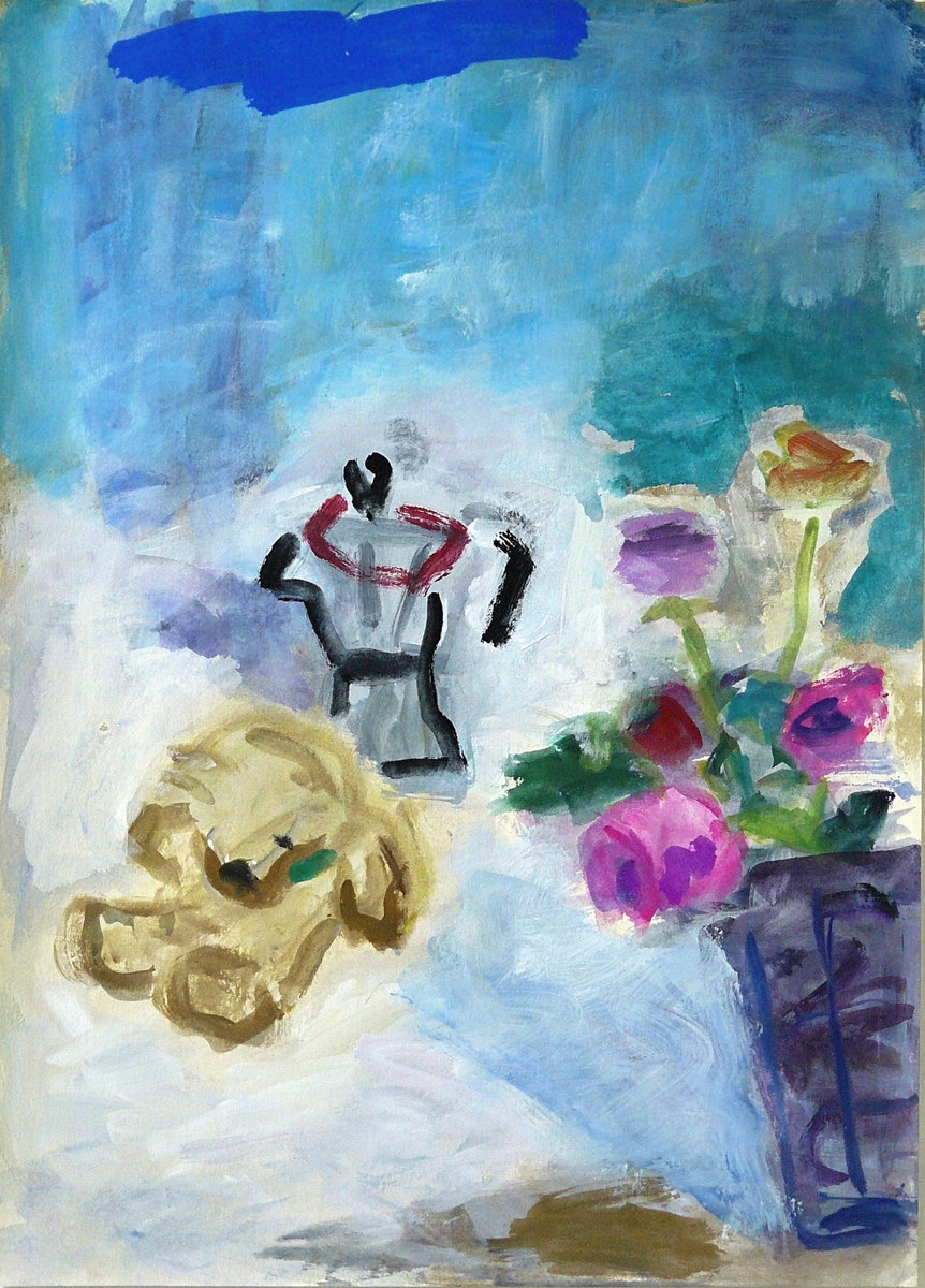 ピンクのバラとエスプレッソマシーン