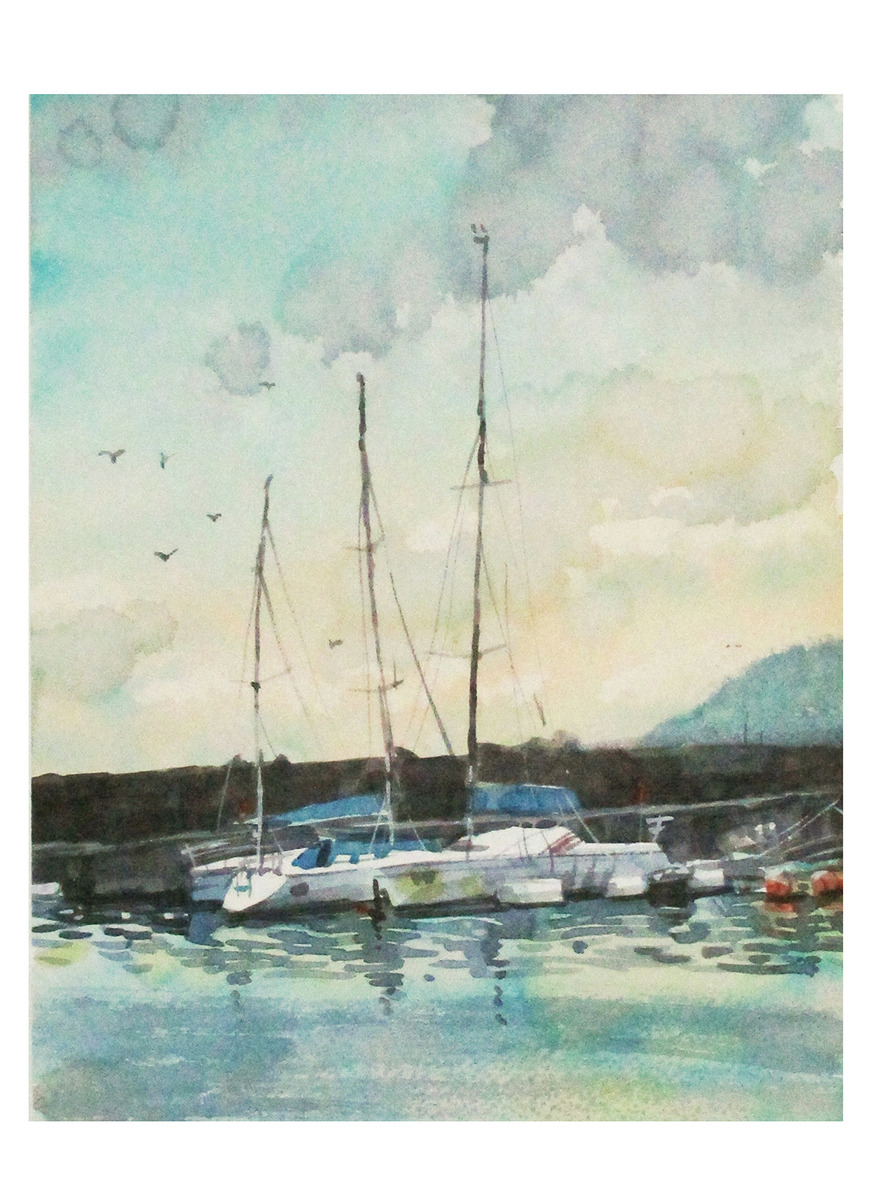 ヨットハーバーの夕暮れ