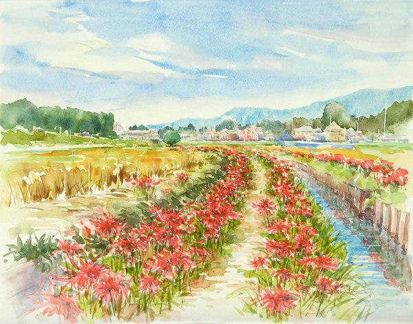 油絵 絵画【花の道】 油絵 絵画 【黄色い花の道】 絵画 HR 通販 13826977｜Creema