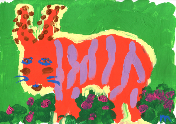 動物画 お花畑のヤギさん Miwamilieu Art Meter