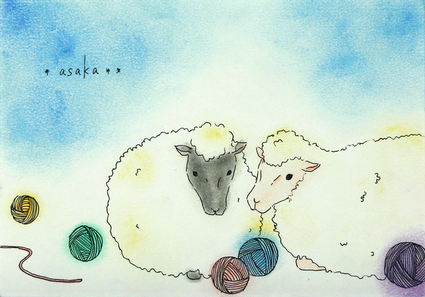 イラスト画 ひつじと毛玉 Asaka Art Meter