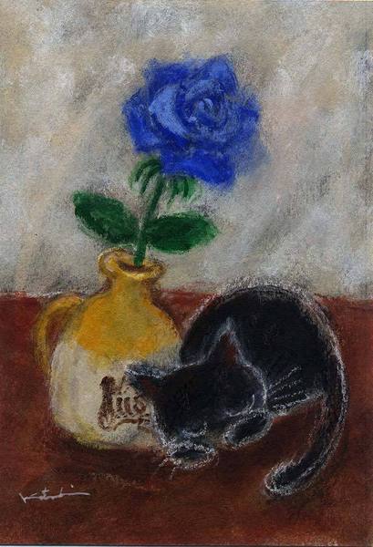 黒ネコと青いバラ」 by かつき｜アート・絵画の販売(通販)サイト Artmeter - 国内最大級のインディーズアート専門マーケットプレイス