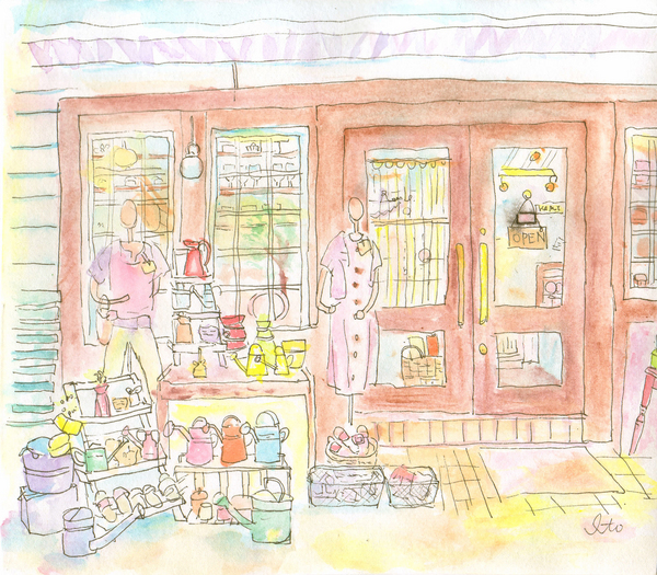 イラスト画 ジョロのある雑貨屋さん いとう緑水 Art Meter イラスト画 ジョロのある雑貨屋さん いとう緑水 Art Meter