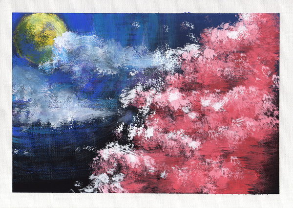 夜桜」 by 黒猫ニイヤ｜Artmeter｜暮らしを彩るアートが、きっと