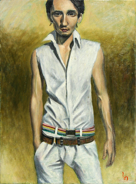 白い服の男