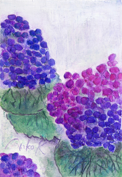 ＊雨上がりの虹と紫陽花＊シーグラスアート 天然石 雨上がりの紫陽花〉シーグラスアート その他アート moon 通販