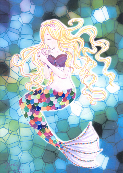 【開運風水アート】約束だよ！龍と人魚〜宇宙の祝福の虹〜虹色鱗の人魚と宇宙龍の幸せ 開運風水アート】龍と人魚 宇宙でダンス＊虹色の鱗と流れ星 大願