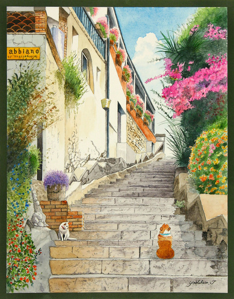 絵画『シチリア イブラの街角』