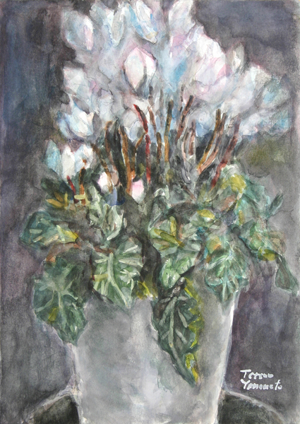水彩画 植物の絵 赤い鉢ベストセラー 商品