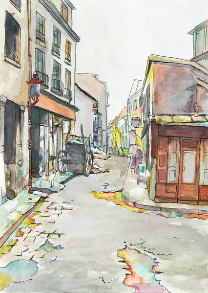 油絵「雨上がり」P4号油彩画 洋画 (油絵額縁付きで納品対応可) P4