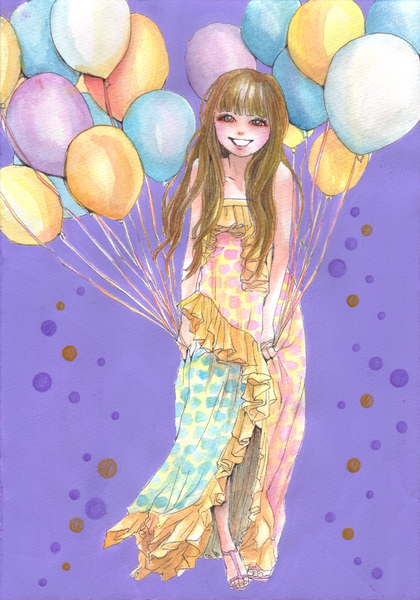 イラスト画 バルーンと女の子 Sachie Art Meter イラスト画 バルーンと女の子 Sachie Art Meter