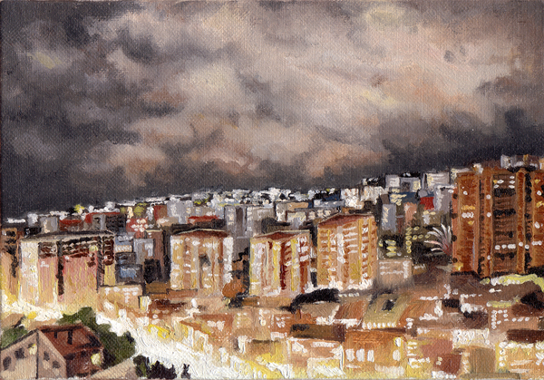 絵画　油絵　風景画　F6  夜の街 人気商品 絵画 油絵 夜の街 F6 風景画 絵画 - 絵画