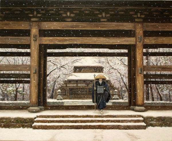 禅寺山門雪景