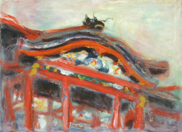 琉球三線　貴重な首里城画 琉球三線 貴重な首里城画 琉球三線貴重な首里城画