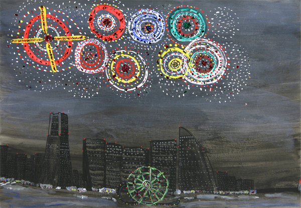 風景画 横浜みなとみらい 花火大会 高久 信一 Art Meter 風景画 横浜みなとみらい 花火大会 高久 信一 Art Meter