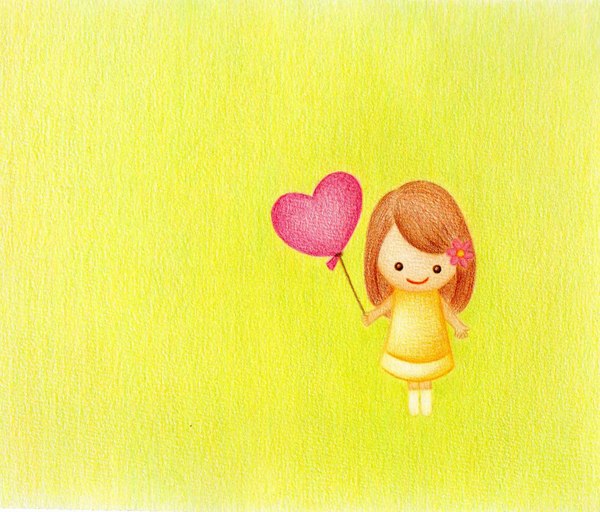 イラスト画 女の子 ハート風船 美内 Art Meter イラスト画 女の子 ハート風船 美内 Art Meter