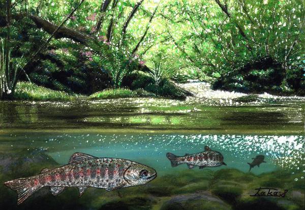 深緑の渓流」 by takanax|アート・絵画の販売(通販)サイト Artmeter - 国内最大級のインディーズアート専門マーケットプレイス