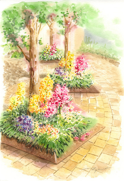 公園の花壇」 by 矢野哲也｜Artmeter｜暮らしを彩るアートが、きっと