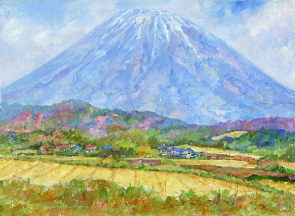絵画 油絵 冠雪伊吹山 油絵冠雪伊吹山 中島裕司 「伊吹山冠