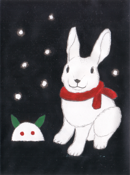 雪うさぎを作る