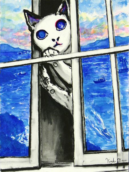 風景画 海が見える窓 やまがゆみこ Art Meter 風景画 海が見える窓 やまがゆみこ Art Meter