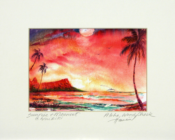 sunrise＊大きめ絵画 原画 風景画 海 空 朝日 夕日 ハワイ 沖縄