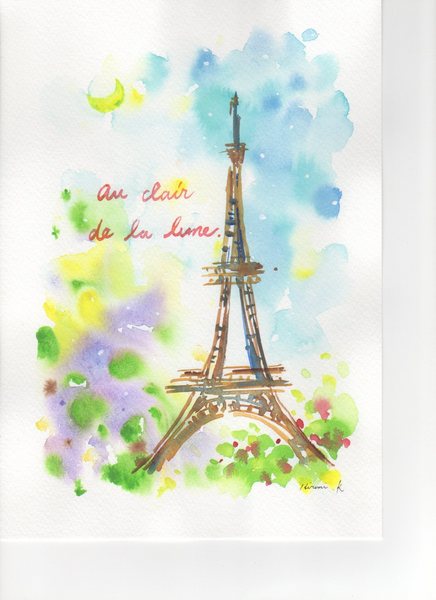 月とエッフェル塔」 by Hiromi｜Artmeter｜暮らしを彩るアートが