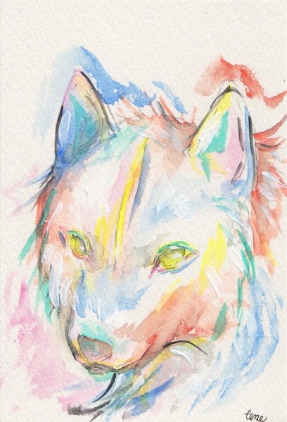 画家志望の青年が描いた　犬の水彩画 画家志望の青年が描いた 犬の水彩画