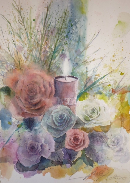 Roses & Candle