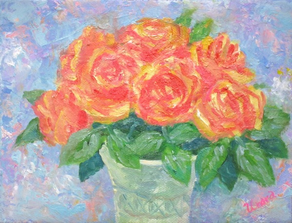 オレンジ色の薔薇の花-2