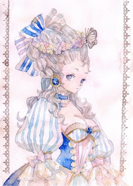 「ロココ娘」水彩画 ロココ娘」水彩画