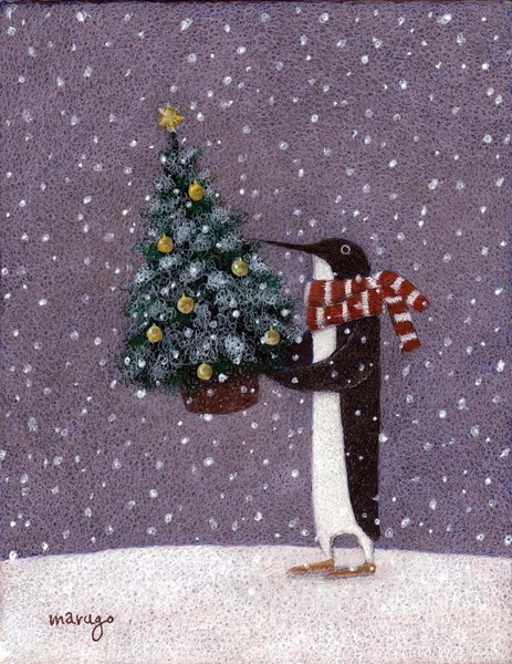 油絵 絵画 ミニ絵画 【雪のクリスマスツリー】 油絵 絵画 ミニ絵画