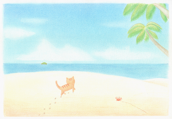 「広い海と砂浜の出会い」