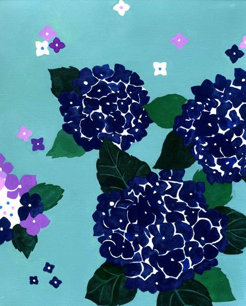 雨に咲いた紫陽花の青空2
