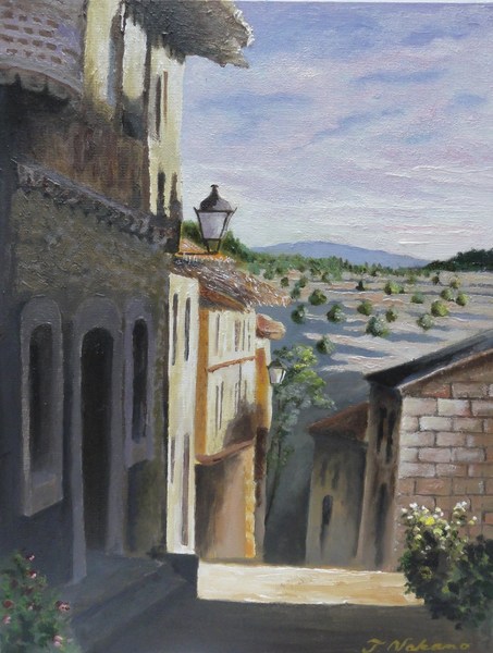 真作】絵画 油彩 風景画 時が止まる街角 ヨーロッパ風景に宿る