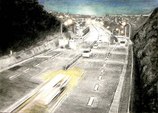 夜の高速道路