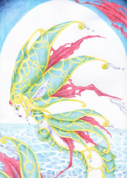 絵画　人魚 No.516 F4キャンバス 原画 アクリル画 人魚姫 人魚 mermaid