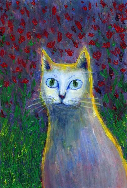 キャンバス油絵　よっこ  　何かを見ている猫 キャンバス油絵 よっこ 何かを見ている猫 キャンバス油絵 よっこ 何