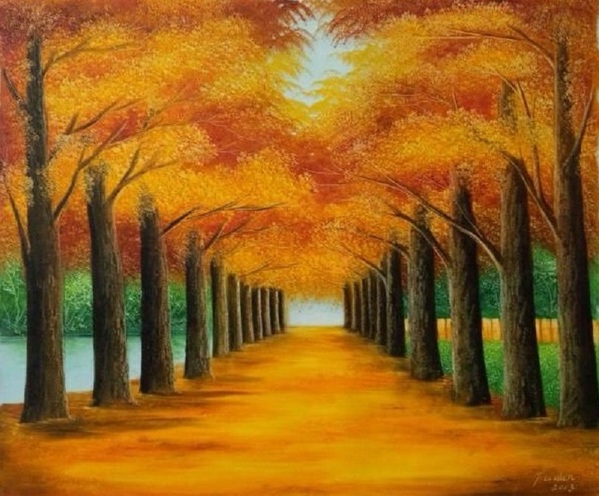 秋の銀杏の木